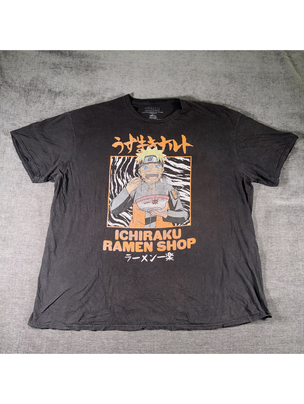 Naruto Shippuden Ichiraku Ramen Shop Graphic T-Shirt 3XL Black Cotton
